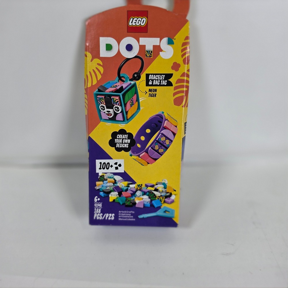 LEGO DOTS Neon Tiger Bracelet & Bag Tag 41945 DIY Craft Kit 188 Pieces NEW